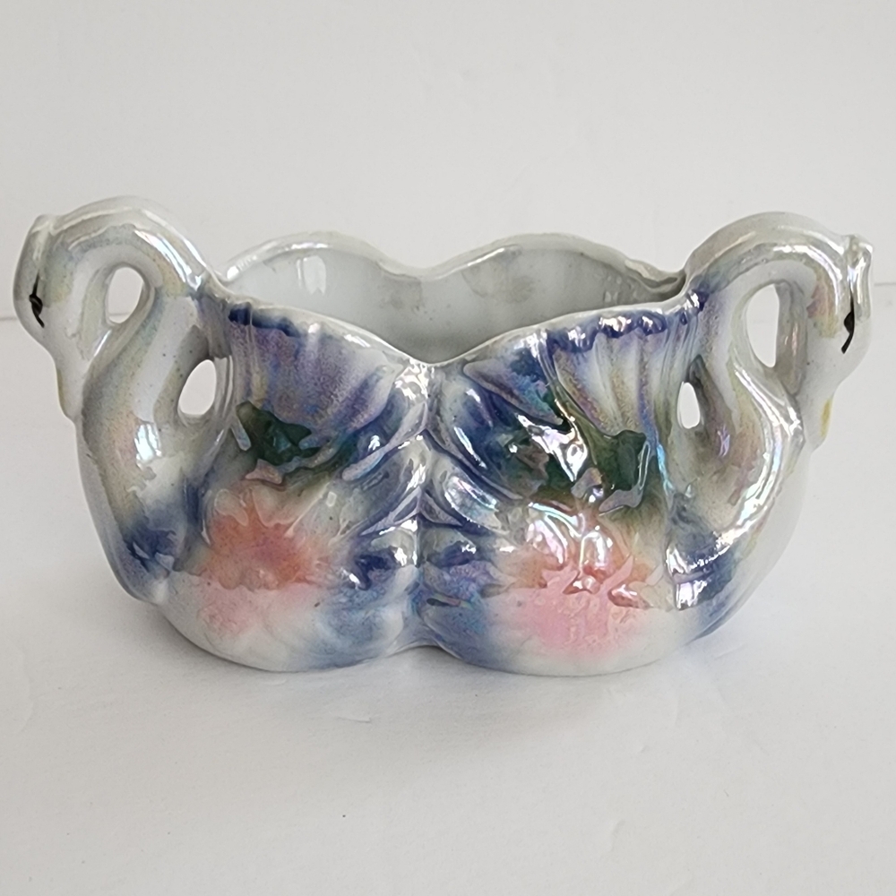 Lusterware Swan Ceramic Vase Set - Picture 2 of 16